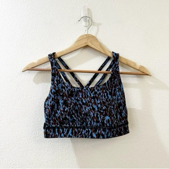 Lululemon Energy Bra Size 4 Leopard Camo Blue - Picture 2 of 6